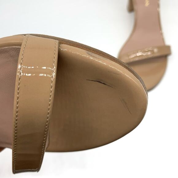 STUART WEITZMAN Nudist 75 Block Heel Sandal Patent Nude 9.5 - Picture 7 of 12